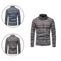 popular casual pullover vintage polyester ethnic print knitted sweater male sweater male pullover