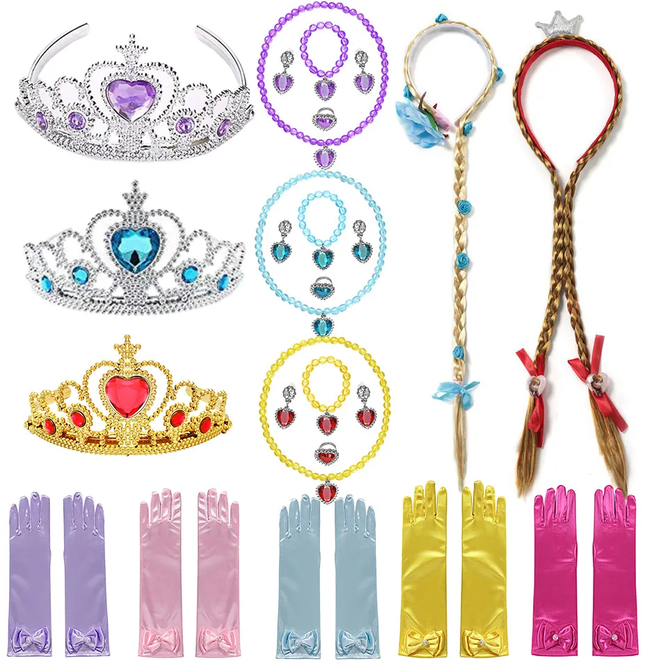 Halloween Cosplay Costume Accessories Princess Dress up Tiara Headwear for Girls Birthday Party Supply Anna Braid Elsa Headgear