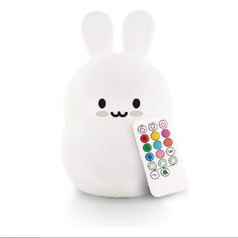 

Small Night Light Large Rabbit Silicone Night Light Pat Sensor Color Changing Silicone Light LED Night Light USB Light Remote Co