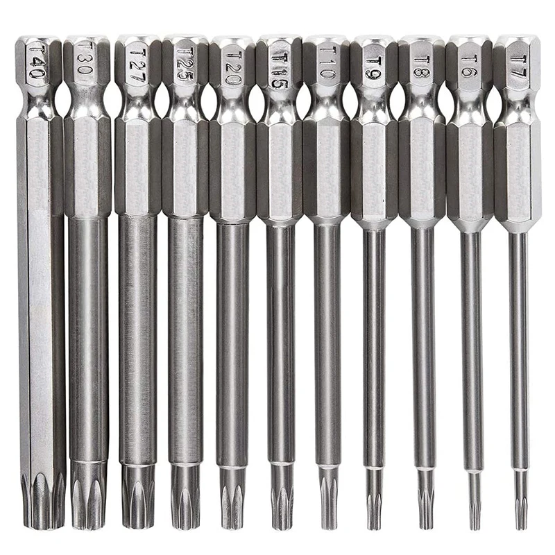 11 шт. 75 мм с шестигранной головкой набор сверл S2 Сталь магнитный Набор Бит Torx T6 T40