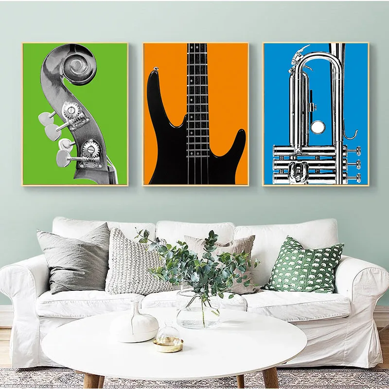 

Retro Musical Instruments Nordic Posters And Prints Wall Art Canvas Painting Wall Pictures For Living Room Decor