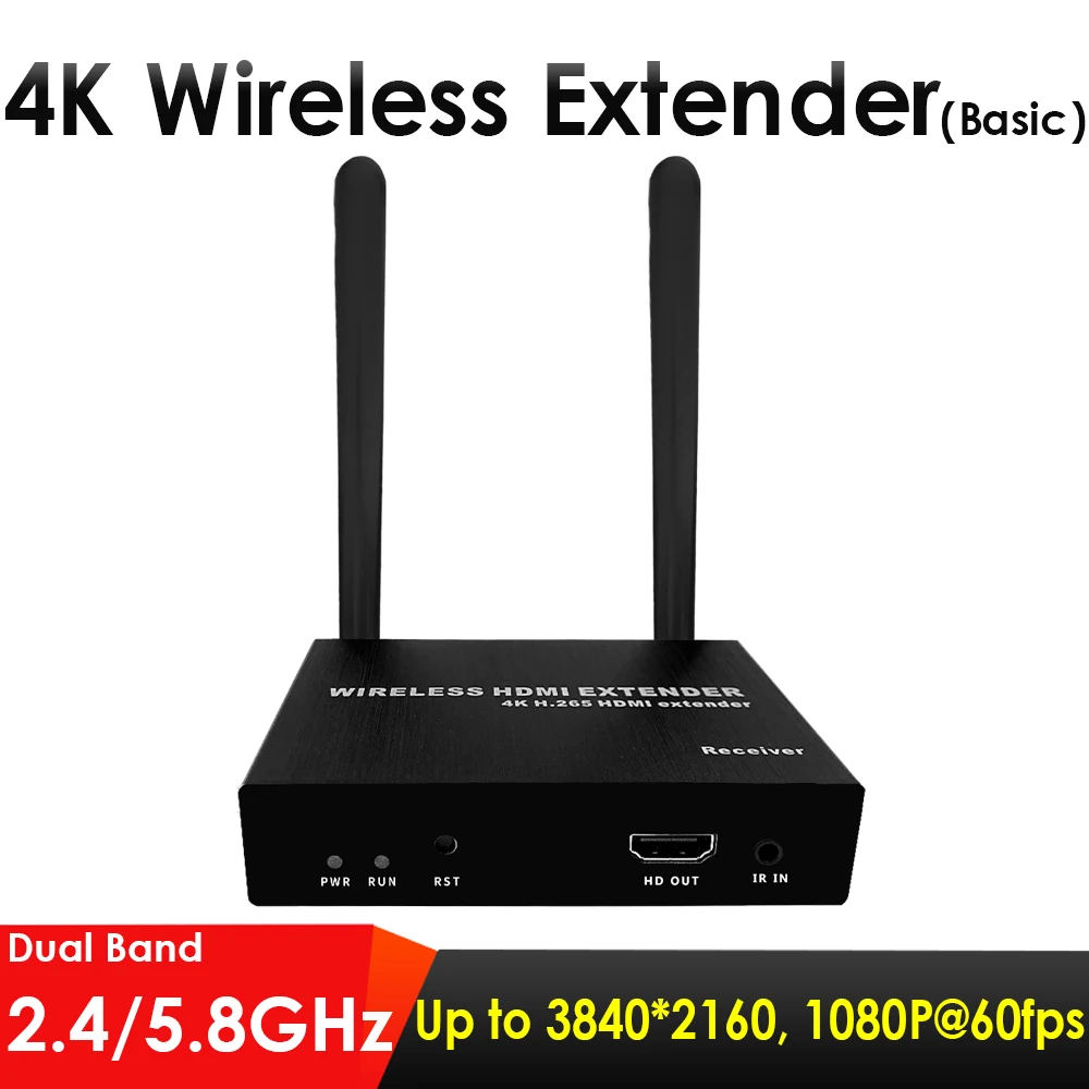 

4K Basic HDMI Wireless Extender 1x Receiver W/HDMI Loop Up to 200M(656ft) 2.4GHz 5.8GHz Wired Wireless Extension