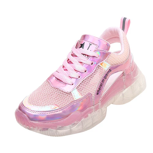 pink Кроссовки в стиле кэжуал; женская обувь на платформе; сетчатые Tenis Basket Femme; дышащая весенне-Осенняя обувь; цвет белый, розовый; zapatillas mujer - Цвет: pink