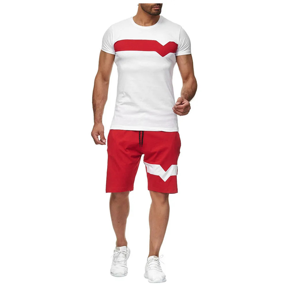 

Summer Men Set Sportswear Fashion 2020 Mens Clothing T-Shirt+Shorts Casual Tracksuits Jogging Male Track Suit