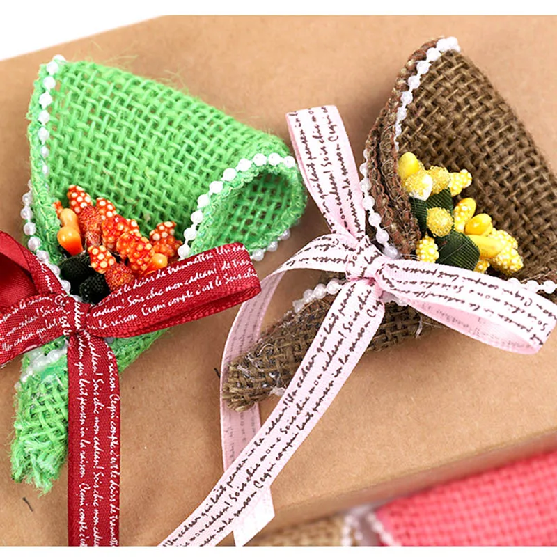 1 шт. джутовая хэндмейд в декорированном мешковиной горшке гессенской цветок