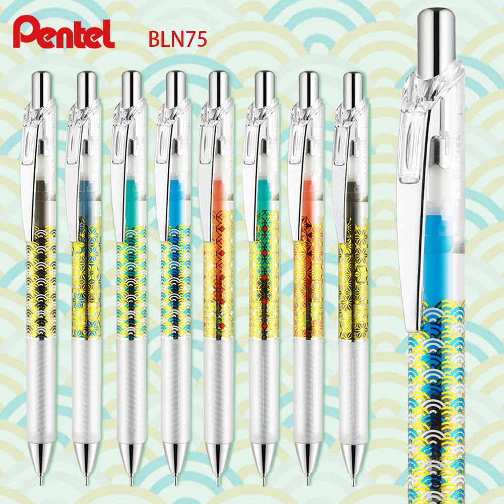 

Japan Pentel Gel Pen BLN75 Limited Transparent Rod Color Core 0.5mm Press Type Quick-drying Student Pen Signature Pen