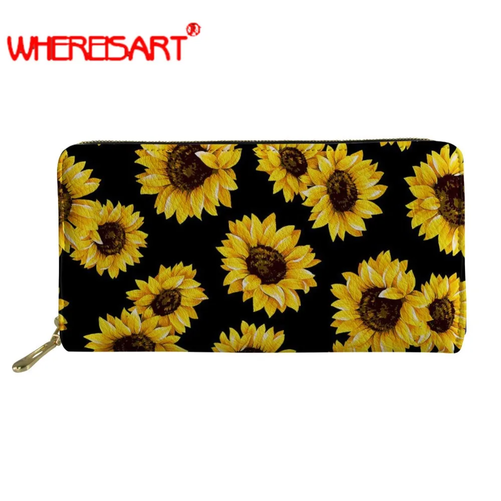 

Женский кошелек на молнии WHEREISART, кошелек с ромашками и цветами, 2019