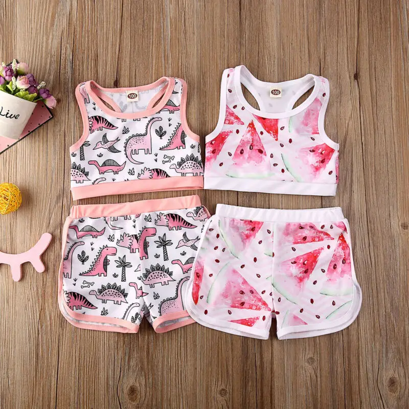 Комплект бикини для новорожденных девочек жилет без рукавов с принтом арбуза и