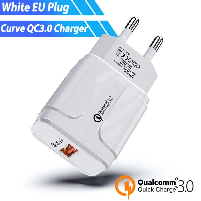 EU Charger only WH 18W USB Зарядное устройство быстрой Зарядное устройство 3,0 9V 2A для SONY Xperia XZ LG G6 htc M8 U11 Nubia Z11 Blackview Oukitel Ulefone DOOGEE быстрой зарядки - Тип штекера: EU Charger only WH