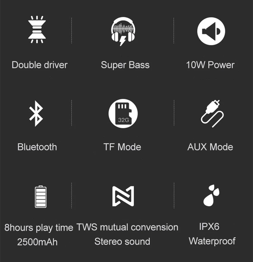 колонка Беспроводная звуковая система HD bluetooth динамик Бас Звук IPX6