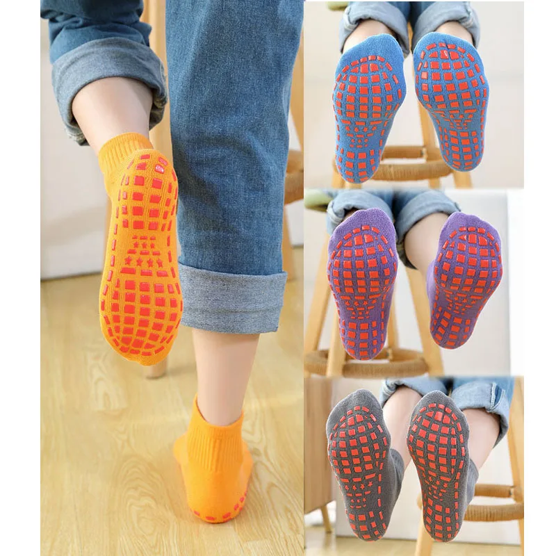 Детские Взрослые нескользящие носки тапочки Нескользящие клей для прыжков на