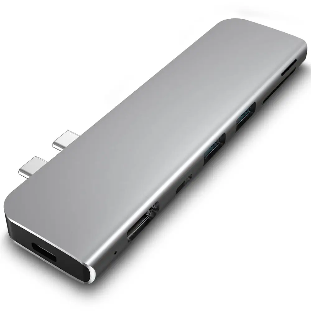 USB 3,1 type-C концентратор к HDMI адаптер 4K Thunderbolt 3 USB C концентратор с концентратором 3,0 TF sd-ридер слот PD для MacBook Pro/Air / - Цвет: c227-dark gray