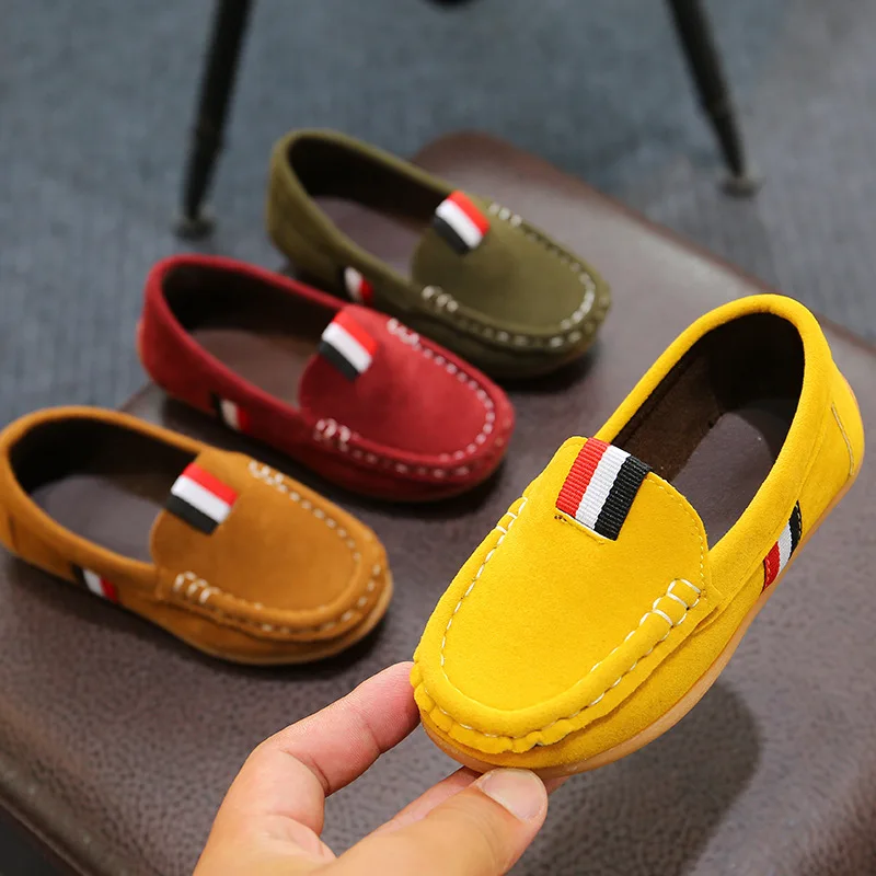 Лоферы без застежки для маленьких девочек и мальчиков Мягкая замшевая обувь на