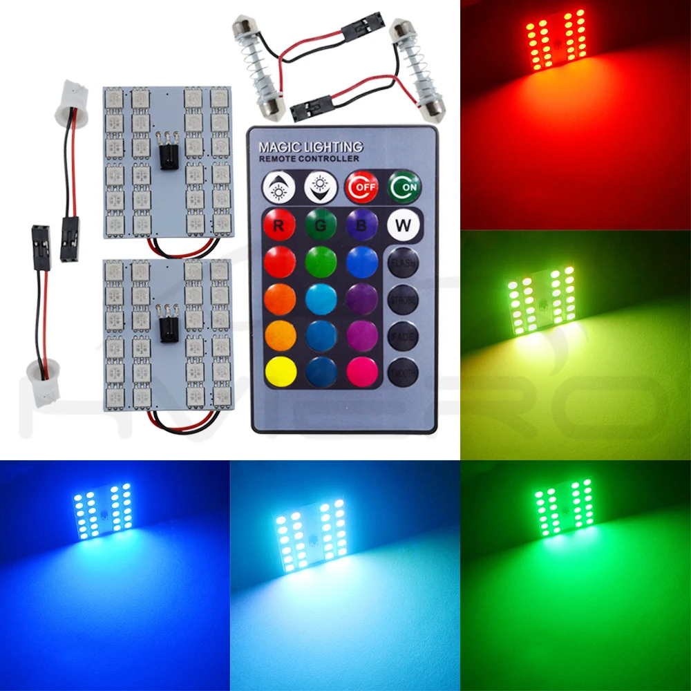 T10 RGB 5050 12SMD Автомобильный светодиодный пульт дистанционного управления Rgb Светодиодная панель для автомобиля интерьер Авто светильник s чтение купол фестон BA9S адаптер DC 12v светильник