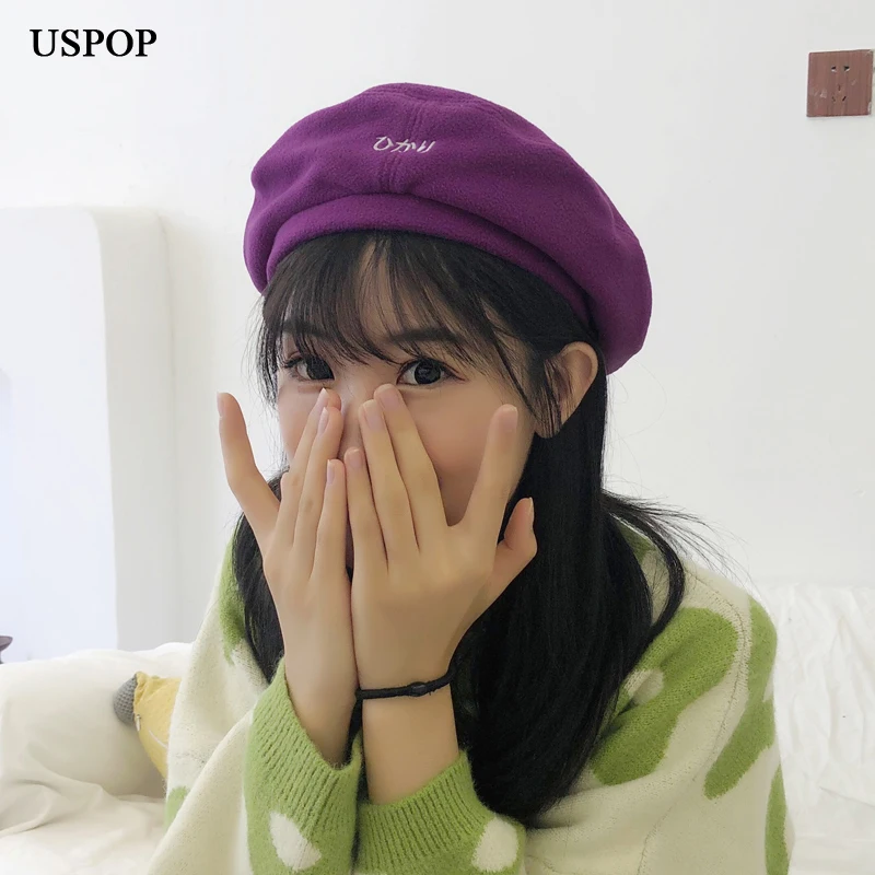 Новый Берет USPOP женские винтажные флисовые береты женская теплая зимняя шапка