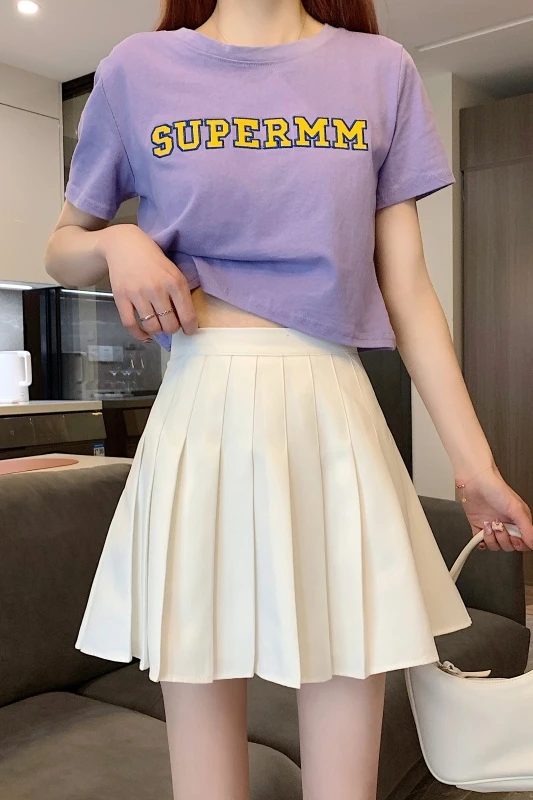 

M - 4XL High-waist College Style Pleated Skirt Female Summer Sports Tennis Women Skirt Anti-empty A-line Student Stripe Skirts
