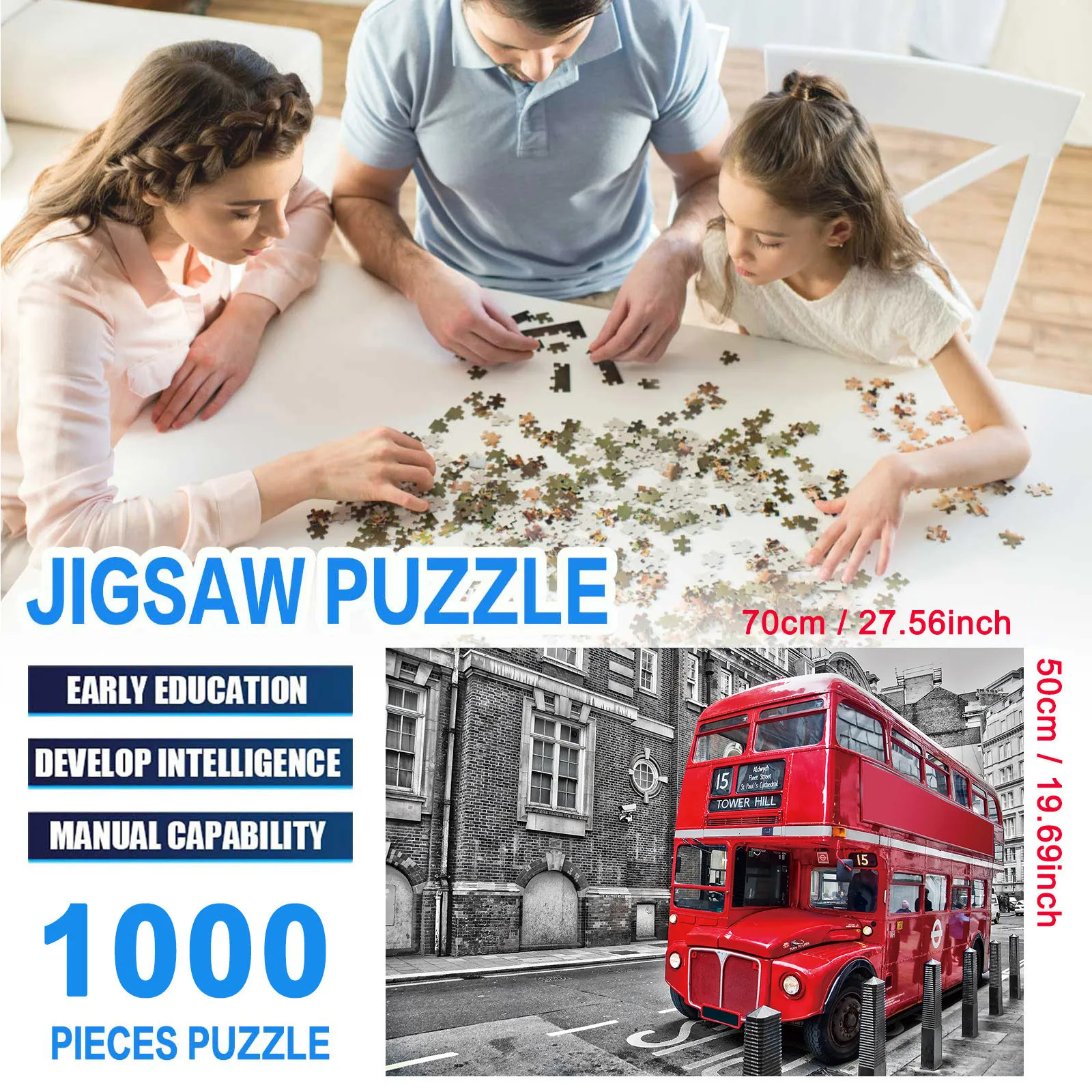 Романтический автобус головоломки 1000 большой для взрослых и детей игра