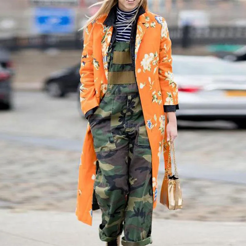 

Trench Coat Female 2020 Women Spring Coat Vintage Print Slim Plus Size Cardigan Women Long Coat Chinese National Style Outerwear