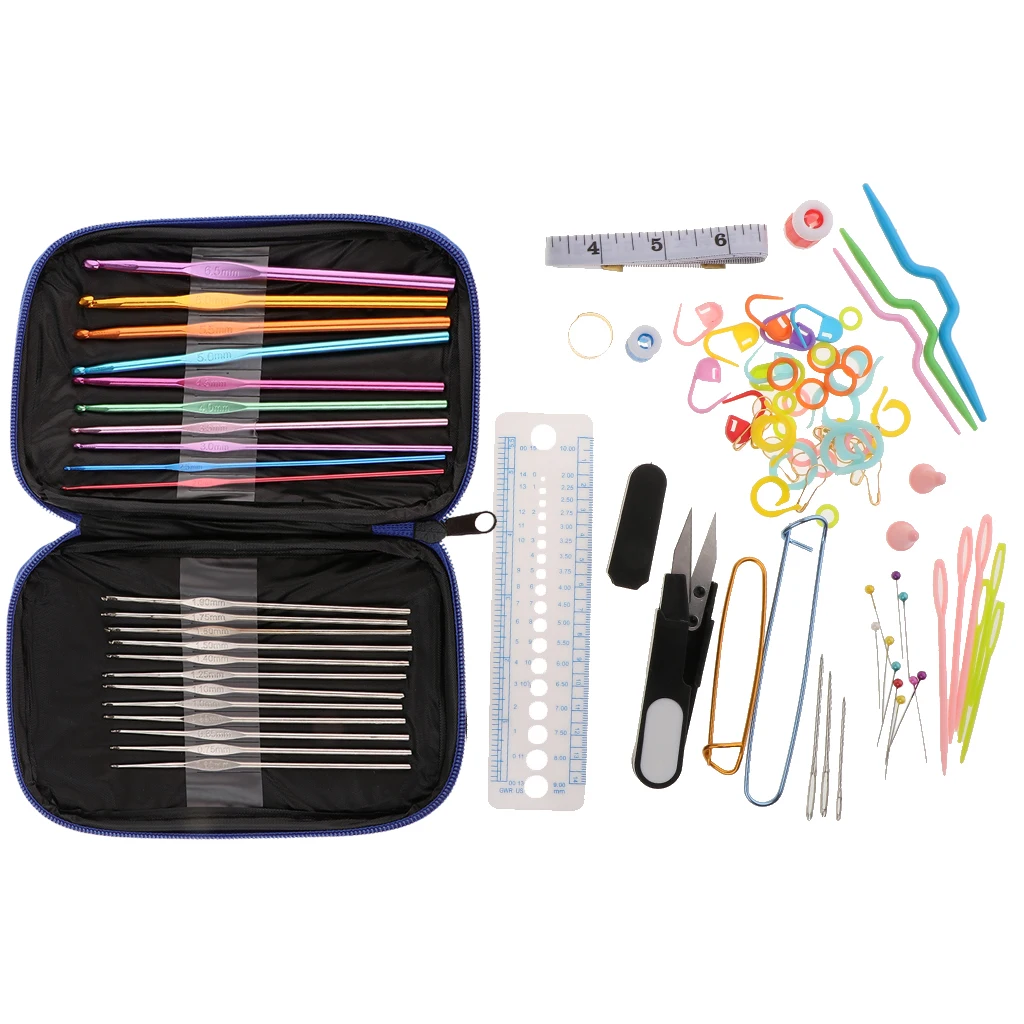 

100 шт. Kinttin комплект вязальные крючки Пластик иглы стежка маркеры счетчика ленты