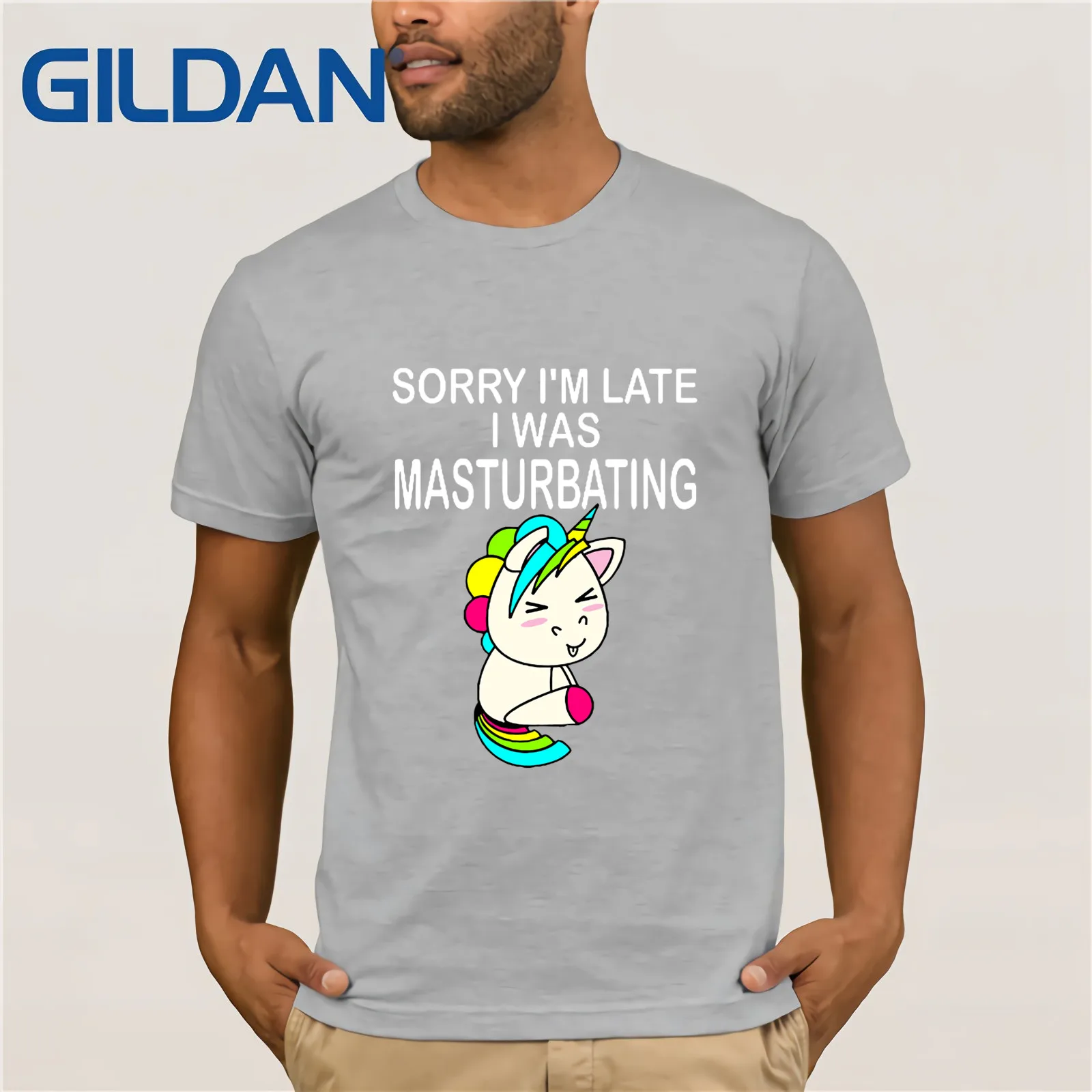 Футболка с единорогом и надписью Sorry I'm Late I Was magasting Мужская футболка коротким