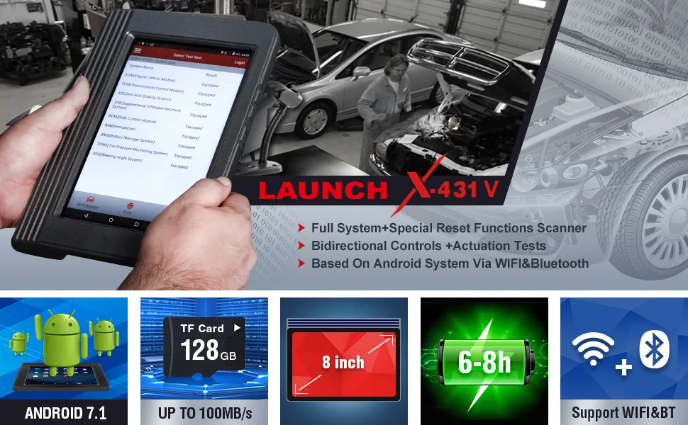LAUNCH X431 V 8 дюймов Bluetooth Wi-Fi полная система автомобиля диагностический инструмент поддержка ECU кодирование X-431 V+ мини автоматический сканер OBD2 сканер