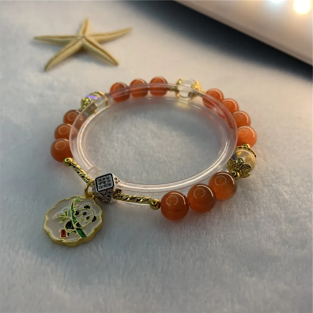 Новая мода 8 мм красный натуральный камень опал бусы браслет для женщин Йога