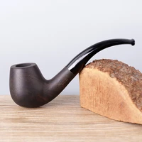 ebony wood smoking pipe 9mm filters tobacco pipe handmade cigarette holder bent type tobacco pipes gift mens smoking pipes