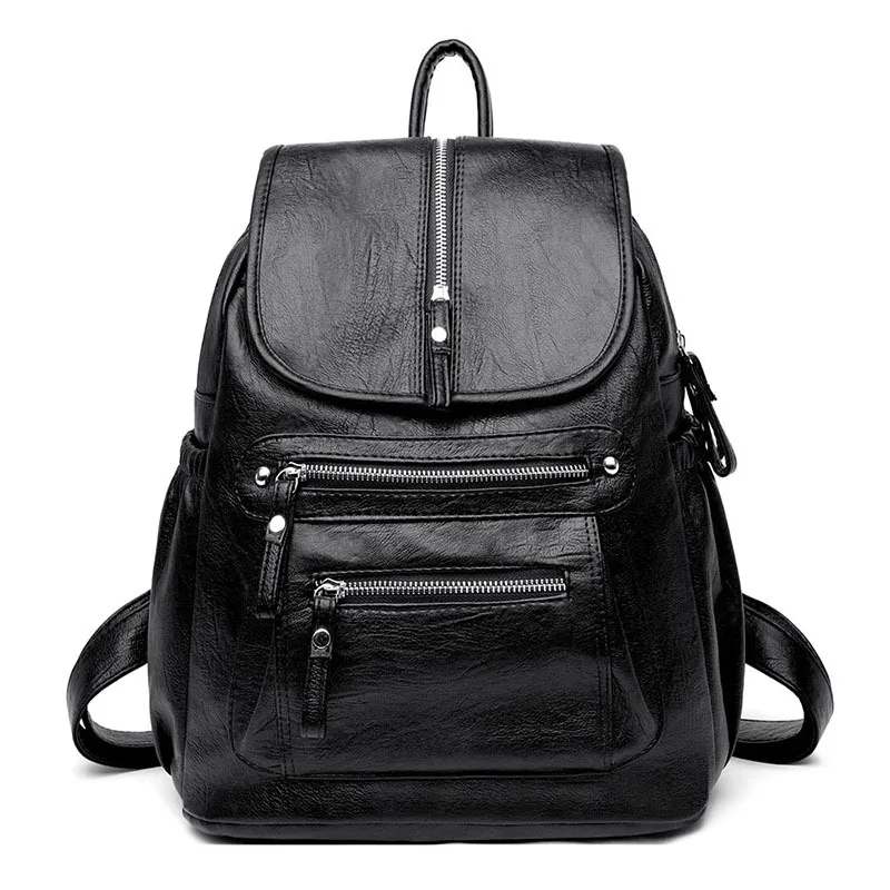 

Backpack Female 2020 New Korean Style Women's Casual Pu Soft Leather Small Backpack Travel Bag