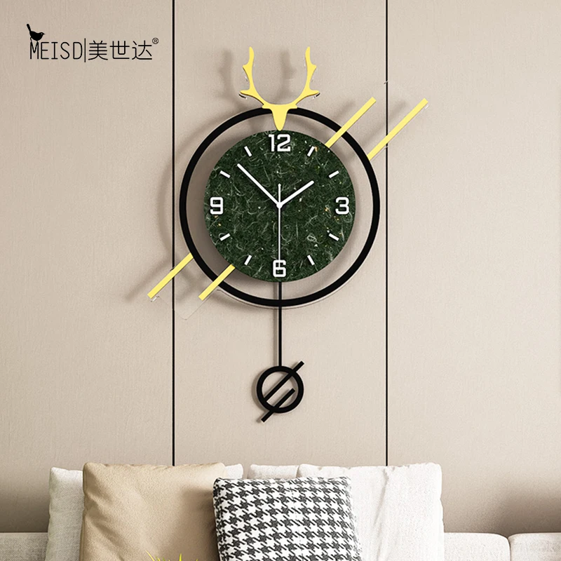 Фото MEISD современный дизайн маятниковые часы настенные подвесная комната зеленые