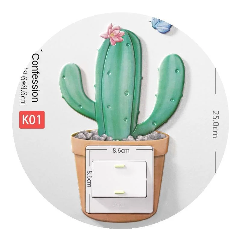 

Cartoon Plant STICKER WALL Three Dimensional Decoration Living Room Socket Luminous Protection Cover Switch Cover PVC Classic