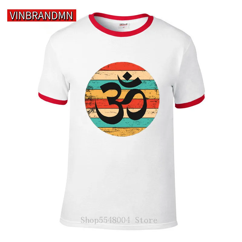 Yoga Om Symbol Vintage T Shirt Men lovers Best Gift Tshirt Hindu Shiva OM Logo Tee shirt Summer Retro Hipster T-Shirt Homme | Мужская
