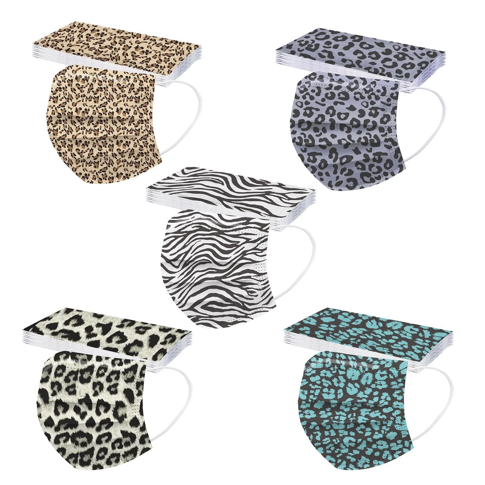 Маска для лица с трехслойным ушным крючком Нетканая защитная маска леопардовым