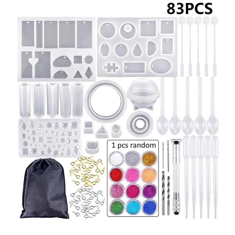 

83pcs Silicone DIY Handmade Casting Molds Making Jewelry Pendant Mould Craft Trays Jewelry Making Craft Tool