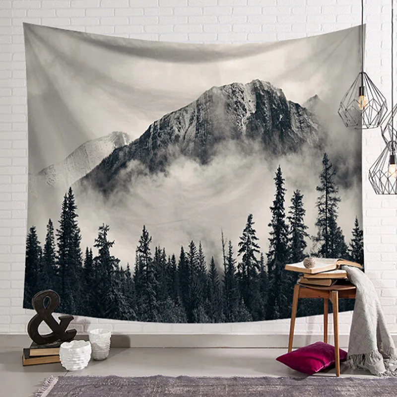 Shiny Night Durable Wall Hanging Beautiful Forest Starry Sky Natural Scenery Pattern Tapestry Bedroom Home Decor Art | Дом и сад