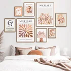 Абстрактные постеры Matisse Line для девочек, Листьев, коралловых птиц, скандинавские плакаты и принты, Настенная живопись на холсте, Настенная картина для декора гостиной