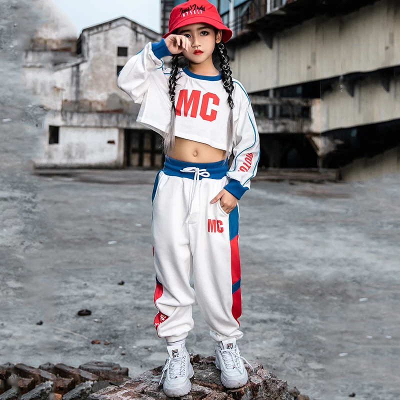 Новейший танцевальный костюм в стиле хип-хоп Детская уличная одежда для девочек