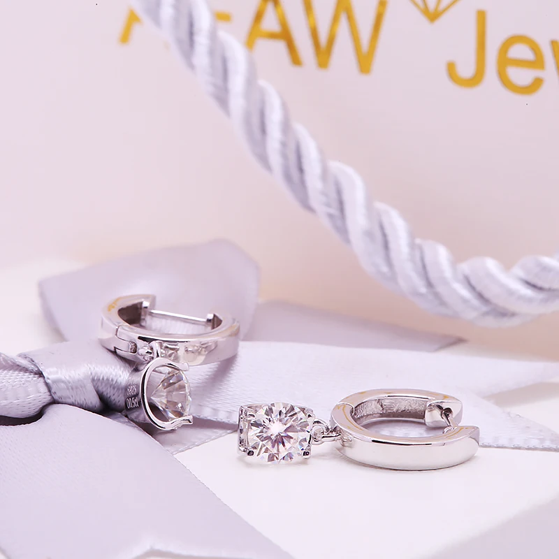 AEAW круглые Excllent Cut 1 0ctw 5 0 мм DF Color VVS1 серьга с муасанитом висячие серьги настоящие
