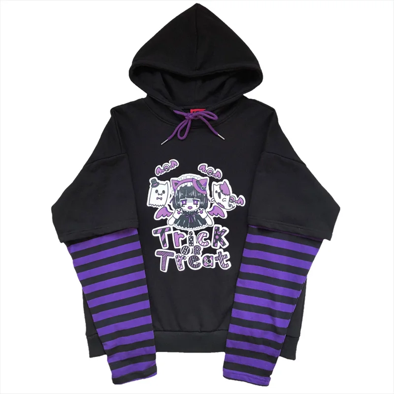

Japanese casual cartoon long sleeve anime hoodies women hip hop harajuku kawaii autumn loose plus size vintage hooded sweatshirt