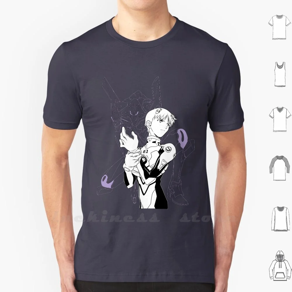 Shinji Ikari футболка 6Xl с добавлением хлопка нарисованными большими Размеры Аниме