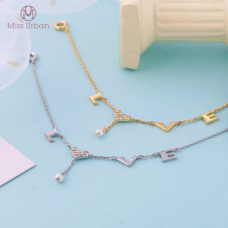 2021 Новое поступление золото/серебро Цвет любовь с кристаллами браслет для женщин