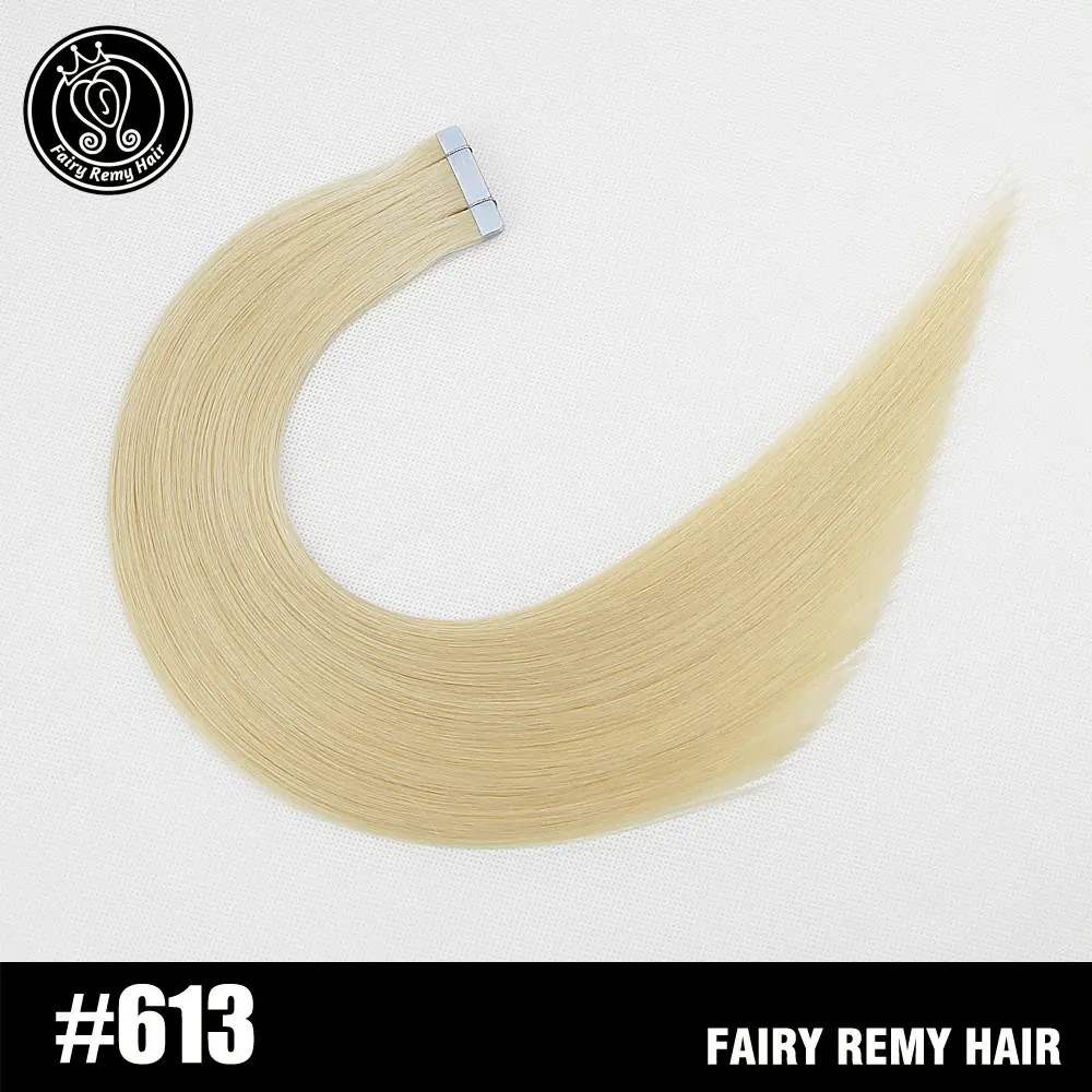 #613 Сказочные волосы remy на ленте, человеческие волосы для наращивания, 18 дюймов, натуральные волосы с неповрежденной кутикулой, на Клейкой Ленте, искусственная кожа, пряди для наращивания, невидимые, 40 г - Цвет: #613