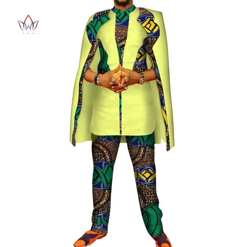 Африканский принт 3 шт. мужские комплекты Топ dashiki и брюки и халат набор Базен размера плюс традиционная африканская одежда 6XL WYN327 - Цвет: 16