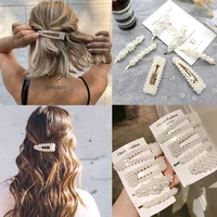 34510pcsset ins women girls elegant full pearls geometric hair clips sweet hair ornament hairpin barrette hair accessories