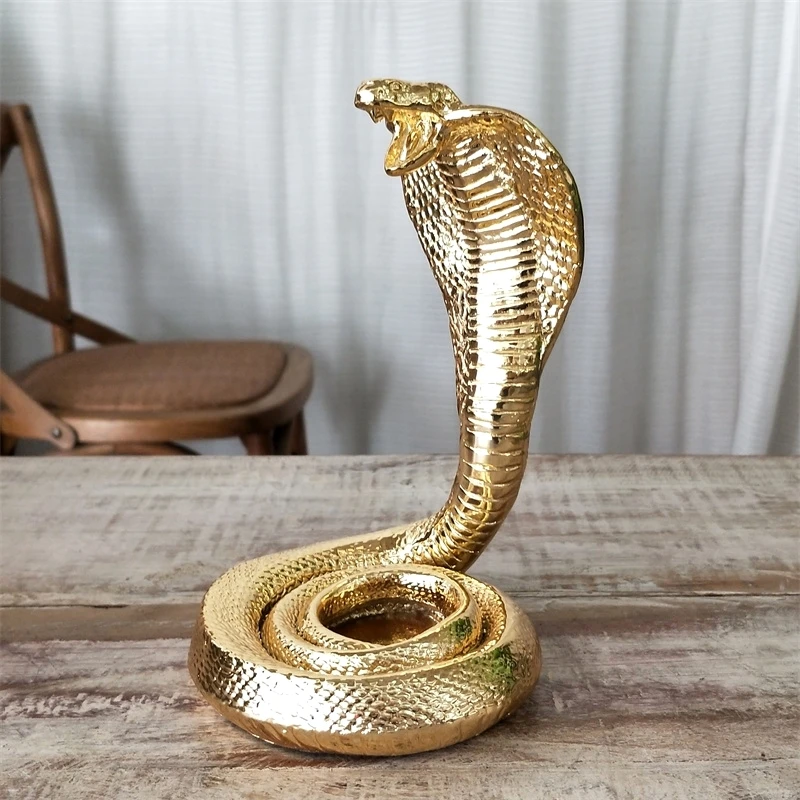 Resin Cobra Figurine Electroplated Snake Miniature Jungle Killer Animal Decor Art Adventure Souvenir Craft Ornament Accessories | Дом и сад