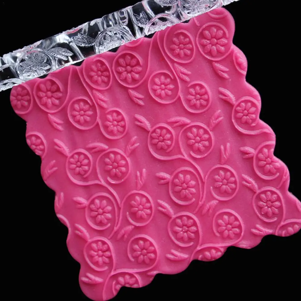 

1PC Acrylic Rolling Pin Designed Fondant Cake Impression Pin Pastry Embossing Kitchen Rolling Roller Baking Accessories Too A4D3