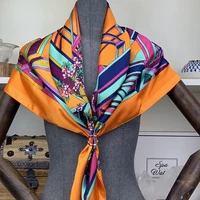 2020 newsilk scarf fashion foulard satin shawl scarfs big size 9090cm square silk hair head scarves women bandana handkerchief