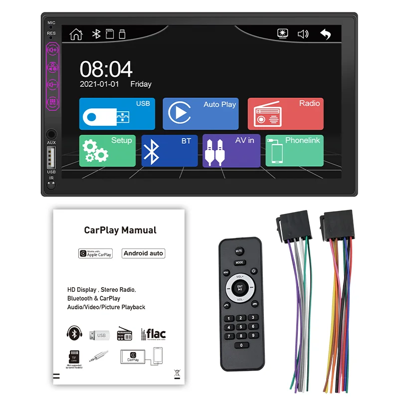 2 Din Универсальный 7 дюймов сенсорный экран Carplay радио автомобиль Mp5 плеер Bluetooth