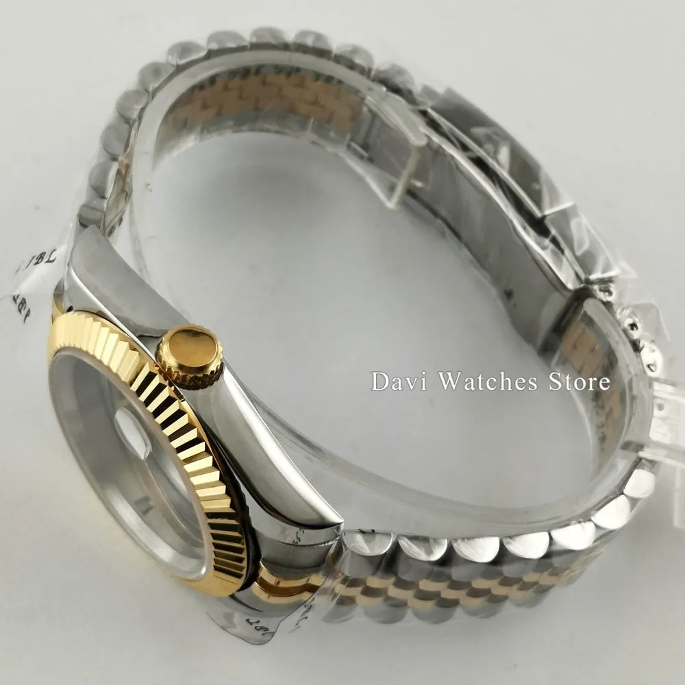 39 мм Bliger сапфировое стекло посеребренный позолоченный чехол для часов стальной