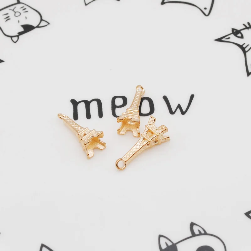 Подвески с 3d-изображением Эйфелевой башни золотого цвета 20 шт./лот 21x6 мм