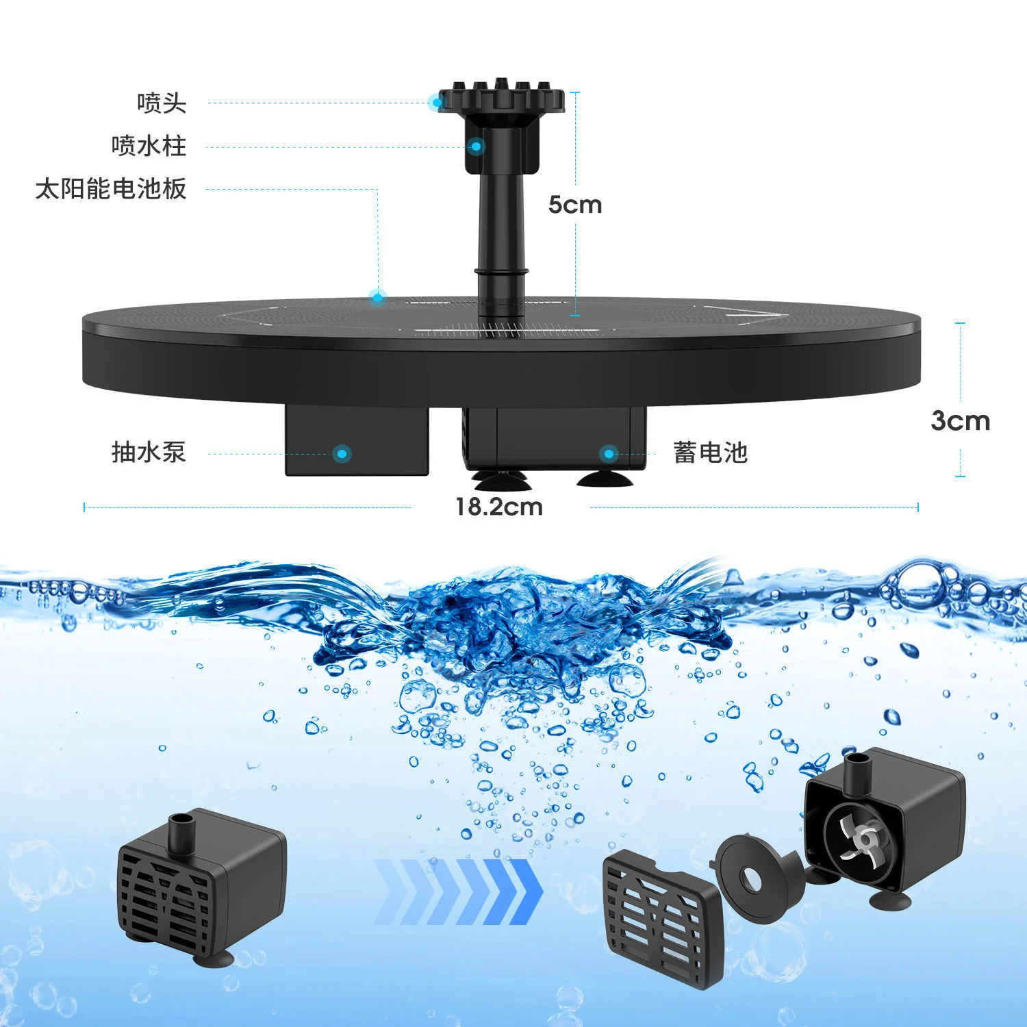 Мини фонтан на солнечной батарее пруд водопад садовое украшение уличная птица